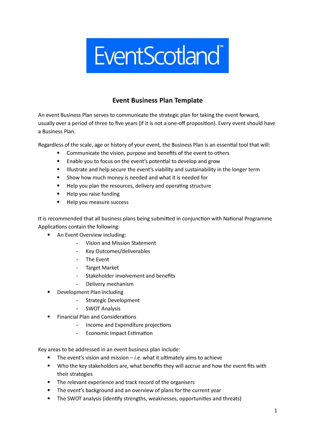 Personal Event Planning Business Plan Example 